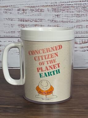 Ziggy 1990 Handled Travel Mug "Concerned Citizen of the Planet Eart"
